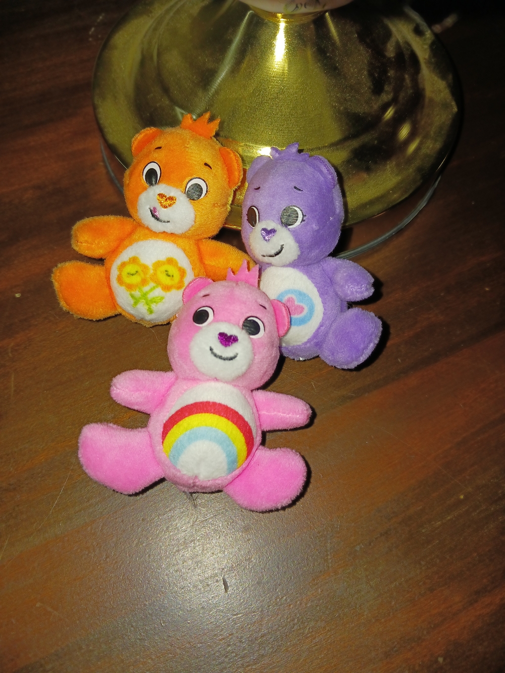 Lot Of 3 Care Bears Plush - Pink, Purple & Orange Mini Bears Barbie Doll Size